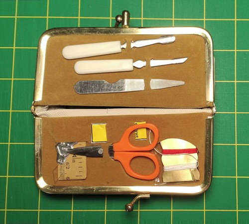 Vintage 1960’s Gucci Stripe Travel Manicure/Sewing Combo Kit-Complete