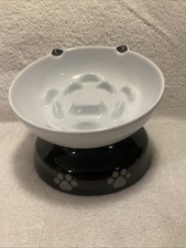 YHY Porcelain Cat Food Bowl Tilted Elevated Slow Feeder