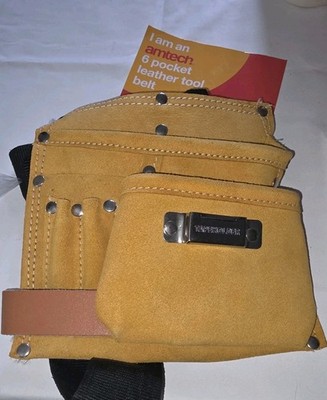 6 Taschen AMTECH Leder Werkzeug Gürteltasche Bauarbeiter Wildleder Schürze Zum Selbermachen Arbeitstasche UK