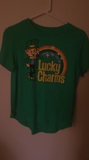 Lucky Charms Logo S Sleeve Party School Youth Girls T Shirt Sz L 11 13 Green 25
