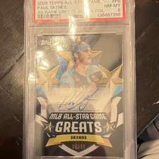 2025 Topps All-Star Game Paul Skenes Greats Autograph Black Foil /10 PSA