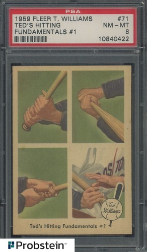 1959 Fleer Ted Williams #71 Ted's Hitting Fundamentals #1 PSA 8 NM-MT