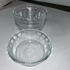 Pyrex 464 Custard Cups Scalloped Glass 10oz Fruit Dessert Bowls Vintage Set of 5