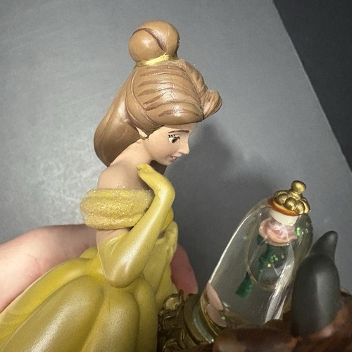 READ Disney Beauty and The Beast Belle And The Pink Rose Snow Globe Music Box - Picture 15 of 16