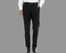 Michael Kors Men Black Classic Fit Pleated Cuffed Pants 36 X 32 $95 MARIPXLX0252