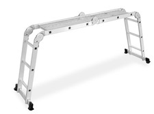 Multifunctional 4x3 aluminum articulated ladder + PLATFORM 125 kg DRABEST