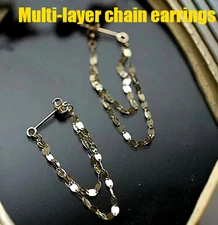 Gold Threader Dangle Earrings For Women - Layered Chain Jewelry Daily Occasion