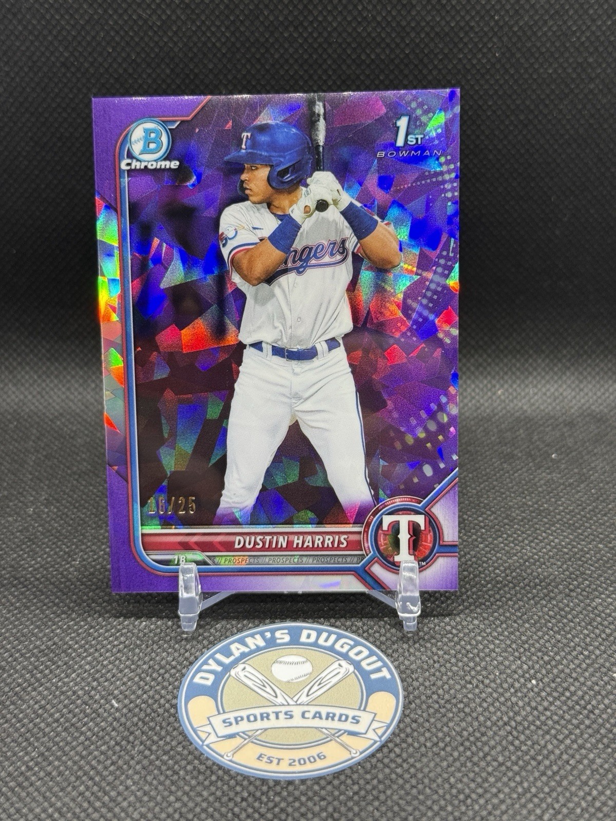 2022 Bowman Sapphire Edition Chrome Prospects Dustin Harris #BCP-119 Purple /25