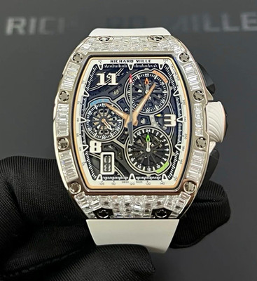 Richard Mille RM Chronograph Skeleton Dial Tonneau Automatic White Rubber Strap