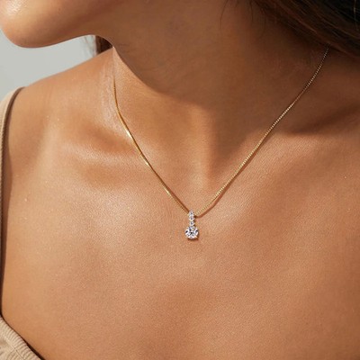 Halskette 1,18 kt Rundschliff Laborgefertigt Diamant Testpass VVS1/D 14 K Gold