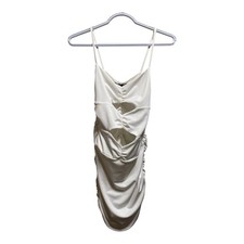 SHEIN Women’s Small White Ruched Cutout Bodycon Mini Dress Spaghetti Strap