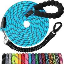 Long Dog Leash 10 FT: Heavy Duty Rope Leashes For Dogs Training With Swivel Blue