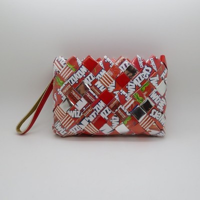 Nahui Ollin Twizzlers Candy Wrapper Wristlet Pouch Recycled Upcycled Zipper