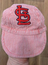 St Louis Cardinals Handmade Baby Cap Red White Stripe 12-18 Months