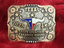 Rodeo☆2025☆X~Treme Team Roping Champion Trophy Buckle☆Gods Country Texas☆RareW90
