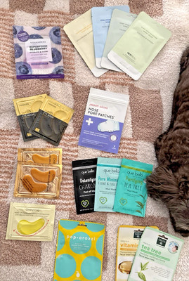 Spa Beauty Lot Sheet Masks Eye Mask Nose Patches Que Bella Vitamasque 17 Pc