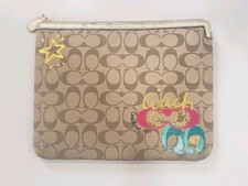 Coach Tablet Sleeve Signature iPad Zip Case Daisy Poppy Applique Khaki Brown