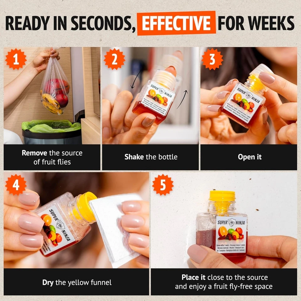 Super Ninja Fruit Fly Traps for Indoors - 1 Pack, Highly Effective Fruit Fly Cat - Image 3 of 4