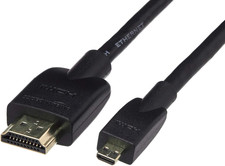 Micro HDMI to HDMI Cable, 18Gbps High-Speed, 4K 60Hz, 2160P, 48-Bit Color, Ether