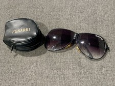 Vintage 1980  s Ferrari Aviator Black Folding Sunglasses w/ Carrying Case