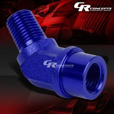 1/8" NPT MALE 45 DEGREE TO 1/8" FEMALE HOSE BULK BLUE ALUMINUM ANODIZE FITTING