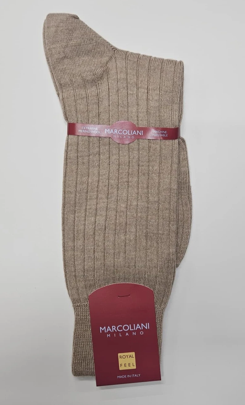 Marcoliani Milano Royal Feel Extrafine Merino Basic Dress Beige Socks One Size