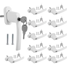 Aluminium Fenstergriff Set mit Schloss und Kindersicherung – 12 Stück in Weiß