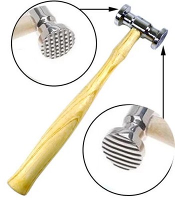 Texturierhammer quadratisch karierter Kopf Schmuck Metall Formwerkzeug 10 Zoll UK