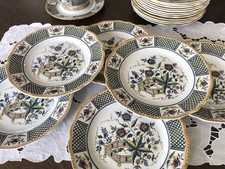 6 anciennes assiettes plates SARREGUEMINES service Montmorency TBE  (lot 1)