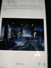 DePhoto 7 5 ft HALLOWEEN PHOTO Backdrop Black Spooky Cemetery
