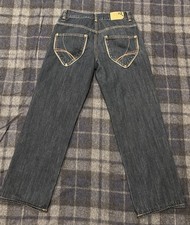 Vintage Y2K ROCA WEAR Dark Blue Jeans Straight 2000s 34x32" Baggy Hip-Hop