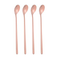 Long Handle Iced Tea Spoon, 4 Pcs 7" Stainless Steel Long Spoons, Rose Gold