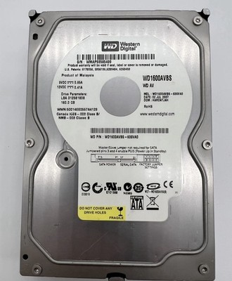 Western Digital WD1600AVBS 160GB 3.5'' SATA HDD 7200RPM Tested Desktop Drive