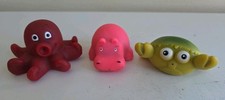 VTG Lot Of 3 Rubber Bath Squirt Toys Octopus Hippo Crab
