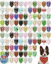 PET SHOW 100 Pack Christmas Dog Bandanas Bulk for Medium Extra Large Dogs Sea