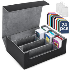 Card Deck Case for Trading Cards 1800 , MTG Storage Box, Black and Gray