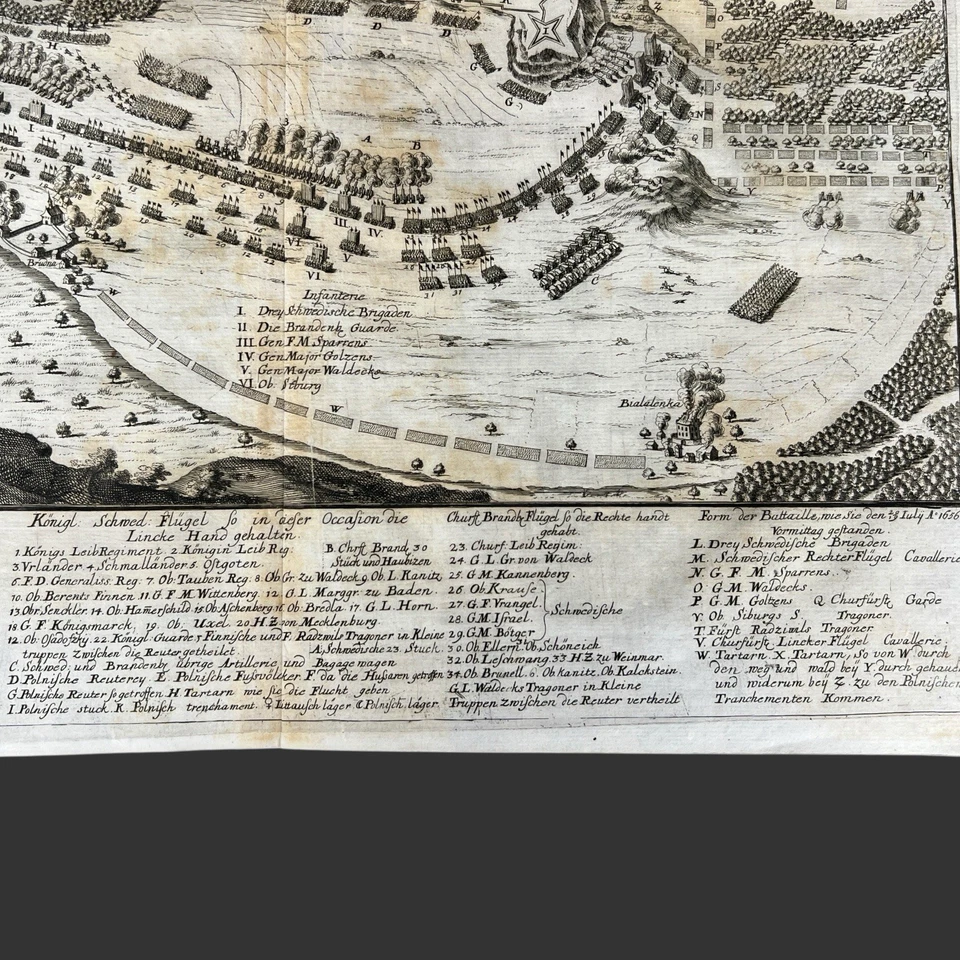 Mapa de Merian de la Batalla de Varsovia Polonia grabado en placa de cobre 1656 Foto 3 de 4