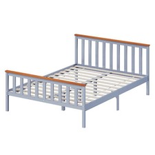 Image of Solid Wooden Bed Frame Single 4FT6 Pine Wood Bedstead Kids Bedroom Furniture