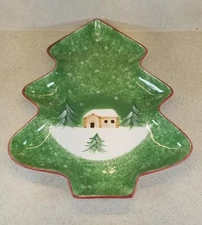 NWT Macy's The Cellar Log Cabin Tree Shaped Dish Serving Tray 12 3/4" X 10 7/8" 