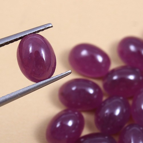 100.00% Natural Red Burma Ruby Cabochon Loose 6x4MM Unheated Gemstone 10 Pcs Lot - Picture 2 of 3