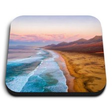 1x Square Fridge MDF Magnet Sunset Cofete Beach Fuerteventura #52186