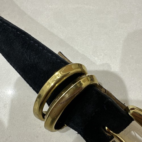 NWT Talbots Genuine Pig Suede Belt 9145 Navy Blue. Small. Gold Tone Hardware - Picture 5 of 5