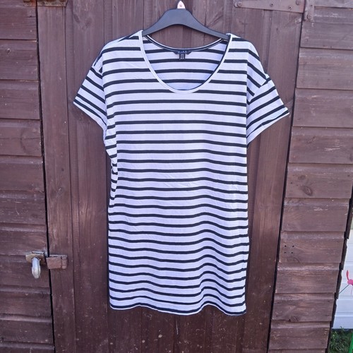 Miso Essentials T-Shirt-Kleid Damen Gr. 18 schwarz weiß gestreift Reife