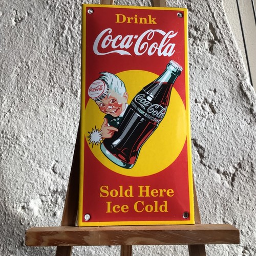 Coca Cola Sold Here Vintage Reklame Schild Emaile