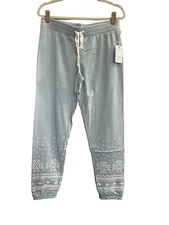 NWT PJ Salvage XS  Ice Blue Snowflake Fair Isle Lounge Jogger Pants #PQ21