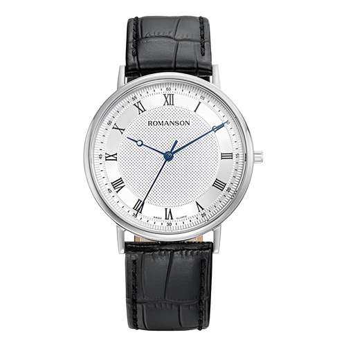 Romanson Kyros Classic Slim Leather wristwatch RWTLMM2B2003WHBK0