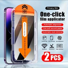 2 Pack Auto Alignment Kit Privacy Screen Protector for iPhone 17 16 15 14 13 Pro