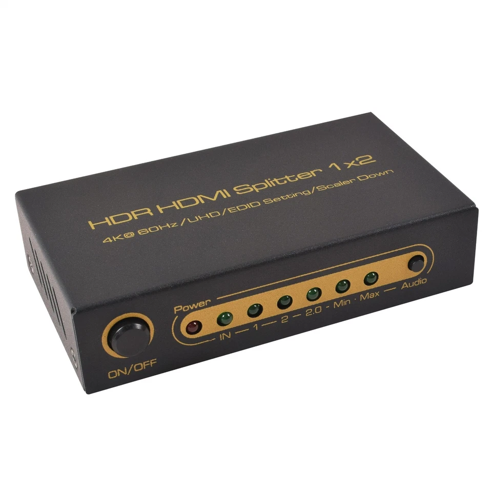HDR Splitter 1x2 (Scaler) Support HDCP 2.2 HDMI 2.0 4K/60Hz Metal House W/Power - Image 4 of 4