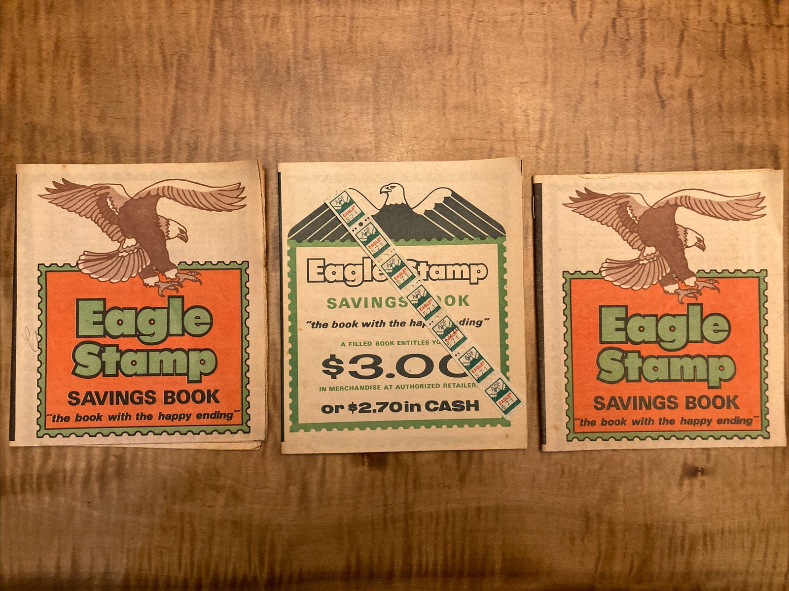 3 Vintage 1960’s Unused Eagle Stamp Savings Books Unused Stamps Grocery