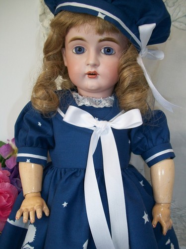 18" antikes Puppen Matrosen Kleid "Sandburgen" Vintage Marine Stoff Kestner - Bild 3 von 8